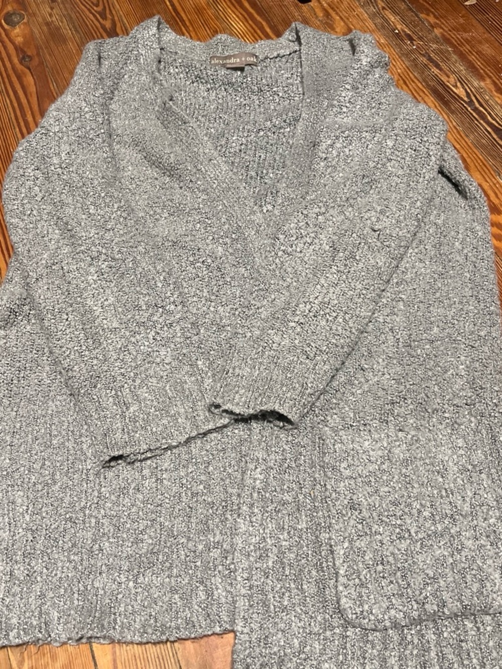 Cozy Gray Open-Front Knit Cardigan - Alexandra York